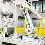 Sistema de corte por chorro de agua con robot triple tipo techo Yaskawa GP20