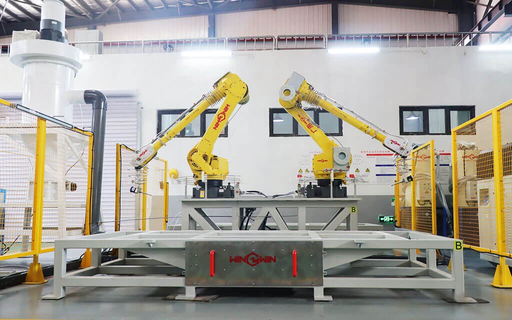 robot waterjet cutting system,adopt FANUC robot arms,used for automotive interior industry cutting