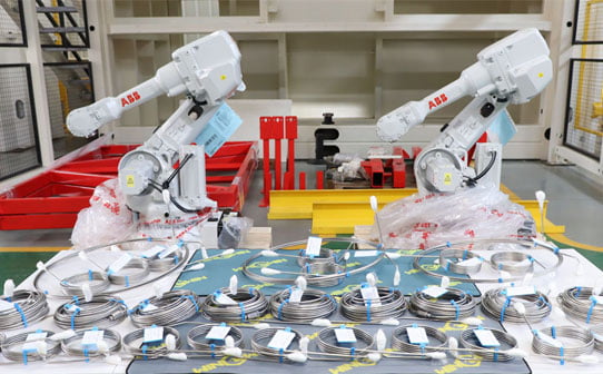 robot waterjet cutting system,adopt ABB robot arms,used for automotive interior industry cutting